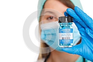 Coronavirus Vaccine bottle Corona Virus COVID-19 doctor nurse Covid vaccines isolated on white