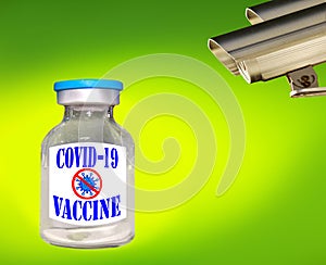 Coronavirus vaccine, cctv camera, active screening background