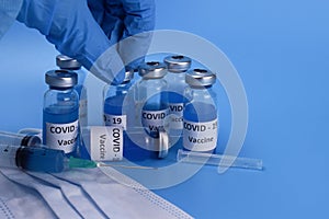 coronavirus vaccine injection. COVID-19 vaccination concept