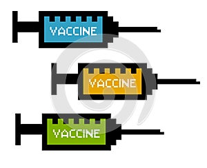 Coronavirus Vaccine injector icons.