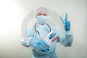Coronavirus vaccine. Russian virologists have created a vaccine against coronavirus. Scientist rejoices at being saved from the photo