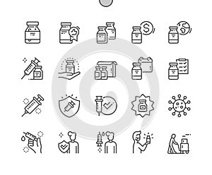 Coronavirus vaccine Well-crafted Pixel Perfect Vector Thin Line Icons