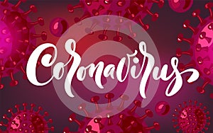 Coronavirus vector banner for awareness or alert against disease spread, symptoms or precautions. Corona virus banner pandemic