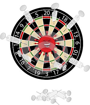 Coronavirus vector illustration newest pandemic with dartboard