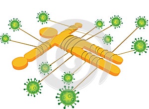 Coronavirus vector illustration newest pandemic with Gulliver