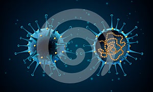 Coronavirus vector realistic illustration in blue colours