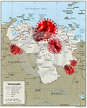 Coronavirus on Venezuela Map, Illustration