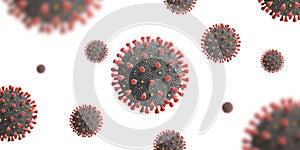Coronavirus virions 3d render. White background photo