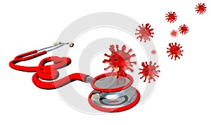 Coronavirus virus covid-19  stethoscope  contagious infection diagnosis - 3d rendering