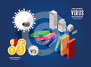 Coronavirus virus crisis infographic.coronavirus Falling Dominoes effect the global business and finance concept. vector