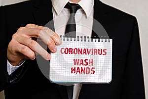 Coronavirus. Wach Hands. Health, safety, hygiene and peace concept