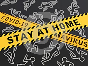 Coronavirus warning message on yellow tape, crime scene style