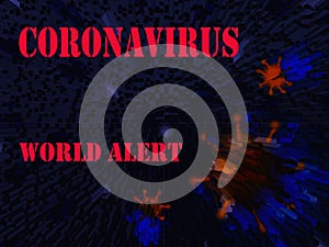 Coronavirus world alert red letter sign in blue background photo