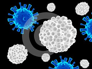 coronaviruses attacking white cells photo