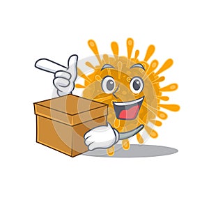 Coronaviruses cartoon design style having a box photo