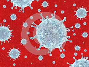 coronaviruses floating - 3d rendering photo