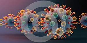 Coronaviruses floating seen in a microscope. photo