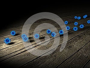 coronaviruses on floor - 3d rendering
