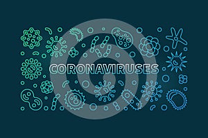 Coronaviruses vector concept outline colorful banner