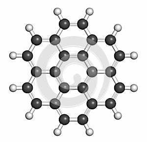 Coronene polyaromatic hydrocarbon (PAH) molecule. Atoms are represented as spheres with conventional color coding: hydrogen (white