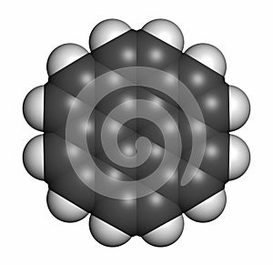 Coronene polyaromatic hydrocarbon (PAH) molecule. 3D rendering. Atoms are represented as spheres with conventional color coding: photo