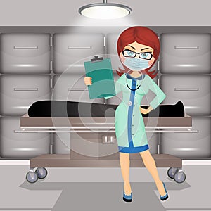 Coroner performs autopsy on the body