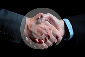 Corporate accord: a compelling image capturing the handshake of two businessmen, setting the tone for a professional and