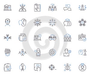 Corporate affiliations line icons collection. Alliances, Connections, Partnerships, Collaborations, Joint ventures