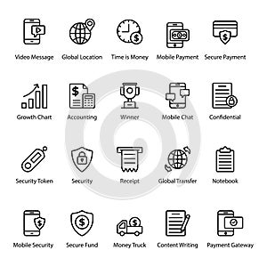 Corporate Banking and Finance line Icons Pack