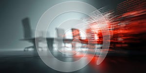 Corporate Boardroom Illuminated With Floating Contract Clauses in 3D Design