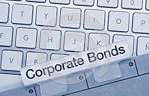 Corporate bonds - Inscription on Blue Keyboard Key