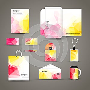 Corporate brand Business identity design Template Layout. Letter, Letterhead, Folder, card. Vector company triangle