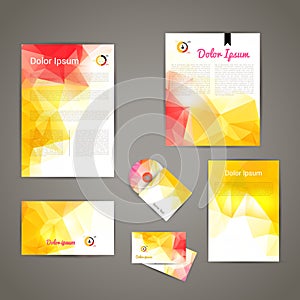 Corporate brand Business identity design Template Layout. Letter, Letterhead, Folder, card. Vector company triangle