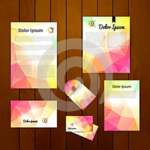 Corporate brand Business identity design Template Layout. Letter, Letterhead, Folder, card. Vector company triangle