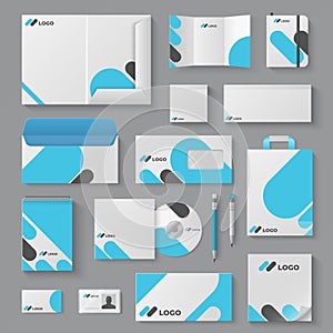 Corporate brand identity. Business stationery mockup branding envelope card mug document presentation. Corporation 3D