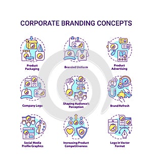 Corporate branding concept icons set