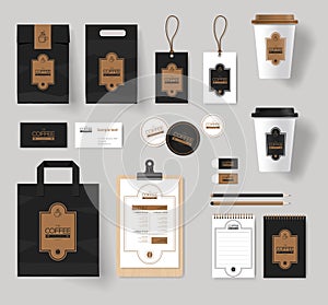 Corporate branding identity for coffee shop and restaurant mock up