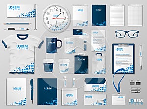 Corporate Branding identity template design. Modern Stationery mockup blue color. Business style stationery and