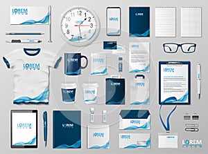 Corporate Branding identity template design. Modern Stationery mockup for shop with modern blue structure. Business