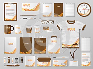 Corporate Branding identity template design. Modern Stationery mockup for shop with modern orange color. Business style