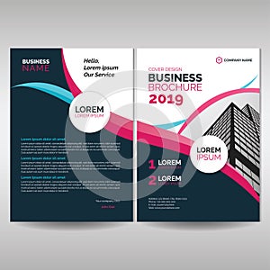 Corporate brochure cover template with pink details