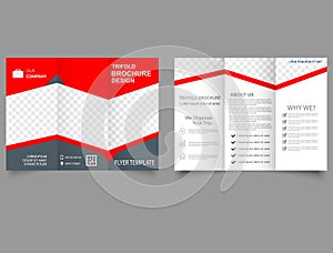 Corporate brochure, trifold template design. lyer report template. Cards, Landing, Vector file.