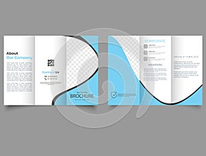 Corporate brochure, trifold template design. lyer report template. design vector illustration