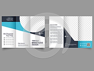 Corporate brochure, trifold template design lyer report template. Vector illustration.