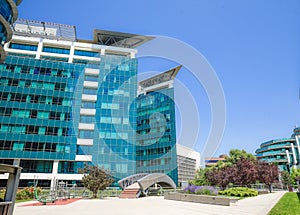 Corporate building exterior business center park in Belgrade