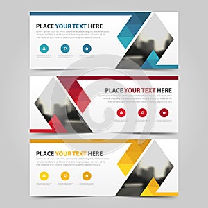 Corporate business banner template, horizontal advertising business banner layout template flat design set , clean abstract cover