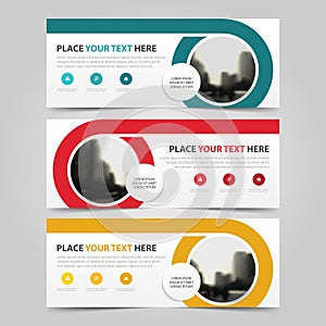 Corporate business banner template, horizontal advertising business banner layout template flat design set , photo