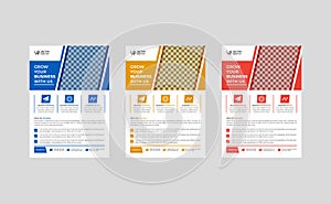 Corporate Business Flyer Design Template with 3 Various Options. Vector Illustration.