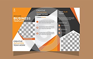 Corporate Business flyer template in A4 size with orange and black elements business template for 3 fold flyer.