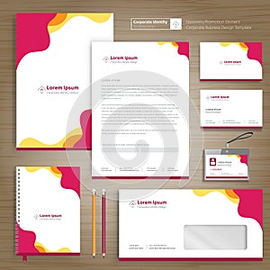 Corporate Business Identity template design stationery Vector abstract  background with memo Gift Items Color promotional souvenir